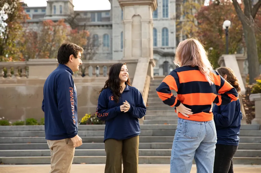 Students on a campus tour.